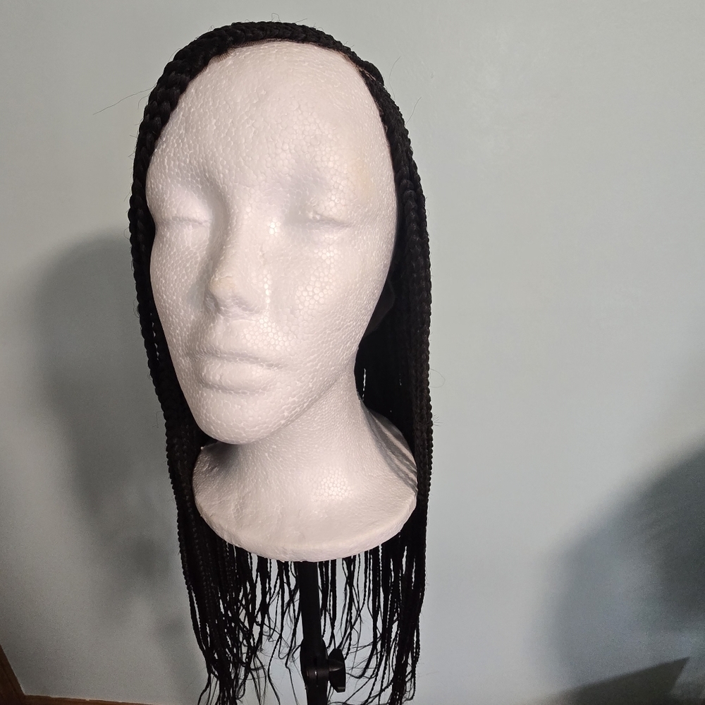Elegant Handmade Braided Lace Wig, Knotless Box Braids Long Dark Brown Wig - New - Picture 2 of 16